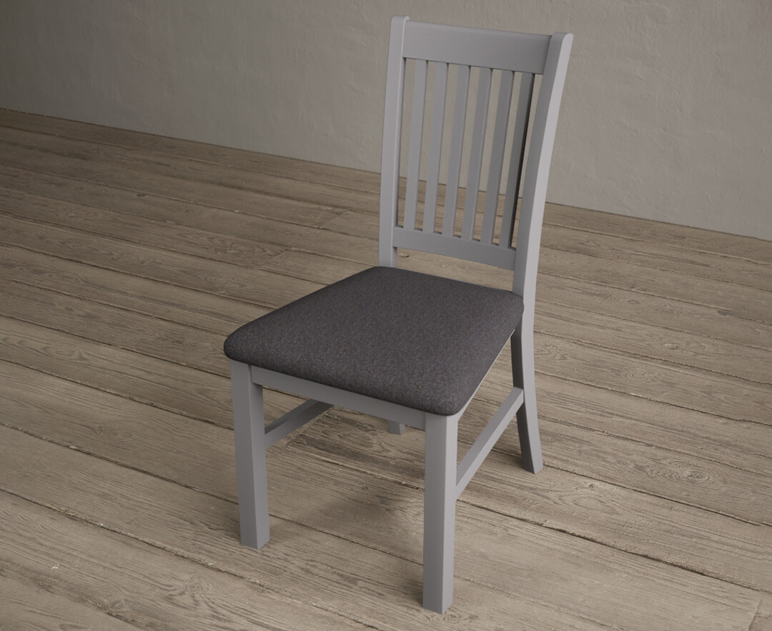Photo 2 of Warwick light grey dining chairs with charcoal grey fabric seat pad