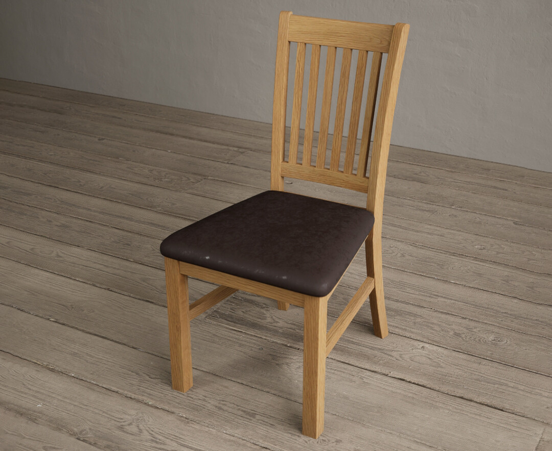 Photo 2 of Warwick solid oak dining chair with brown suede seat pad