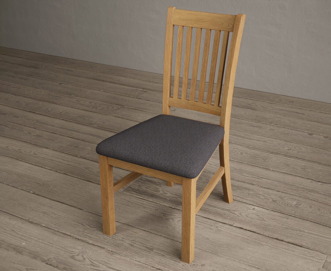 Photo 2 of Warwick solid oak dining chair with charcoal grey fabric seat pad