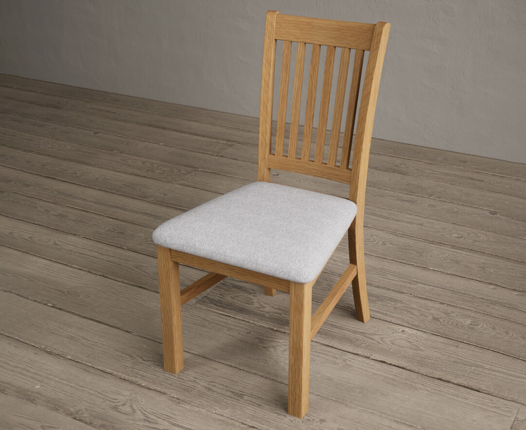 Photo 2 of Warwick solid oak dining chair with light grey fabric seat pad