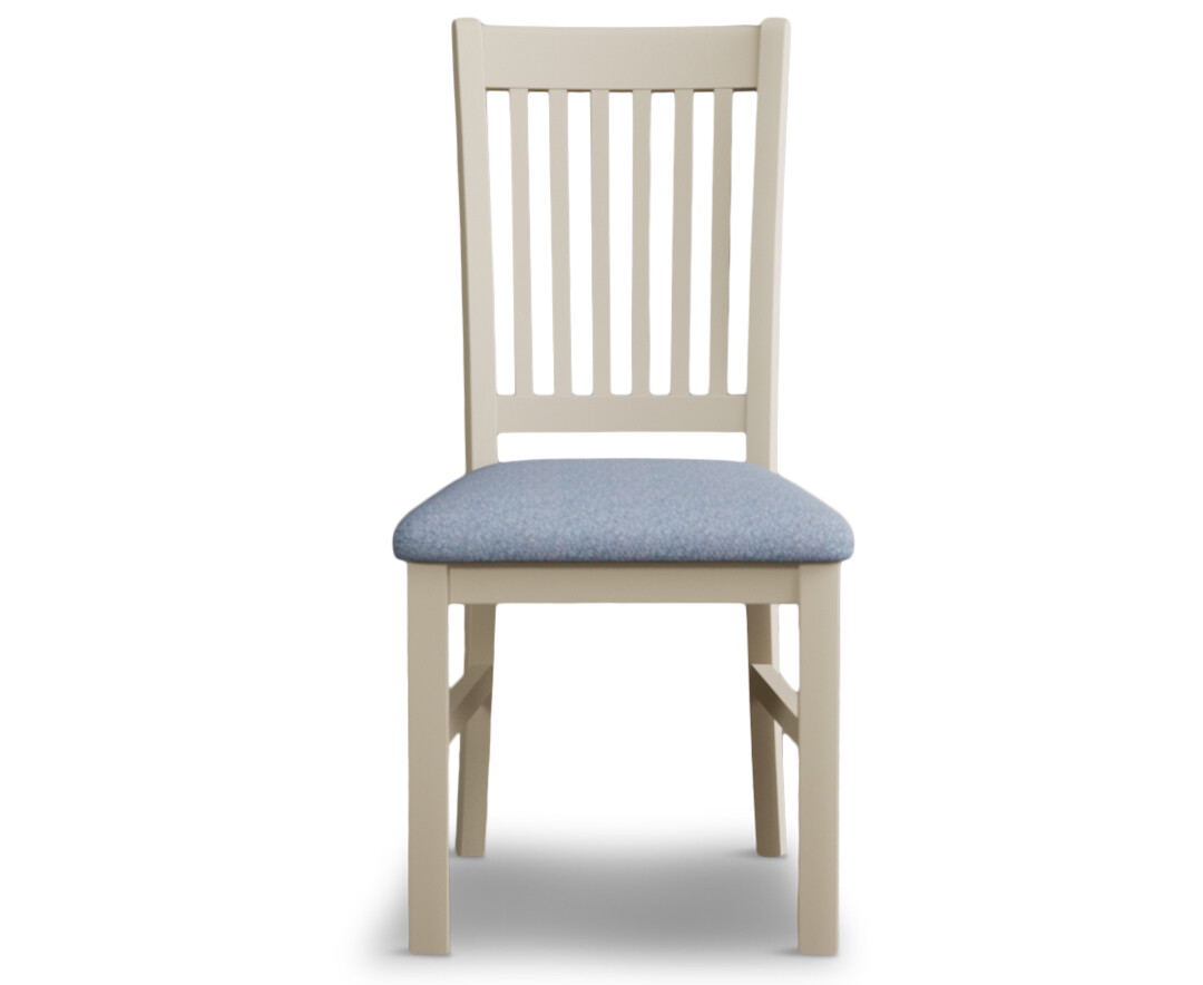 Product photograph of Warwick Cream Dining Chairs With Blue Fabric Seat Pad from Oak Furniture Superstore