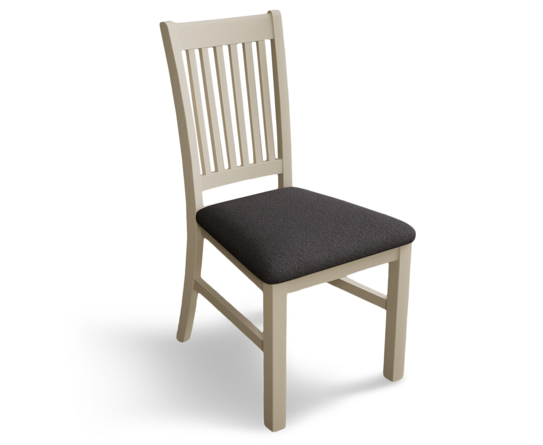 Photo 3 of Warwick cream dining chairs with charcoal grey fabric seat pad