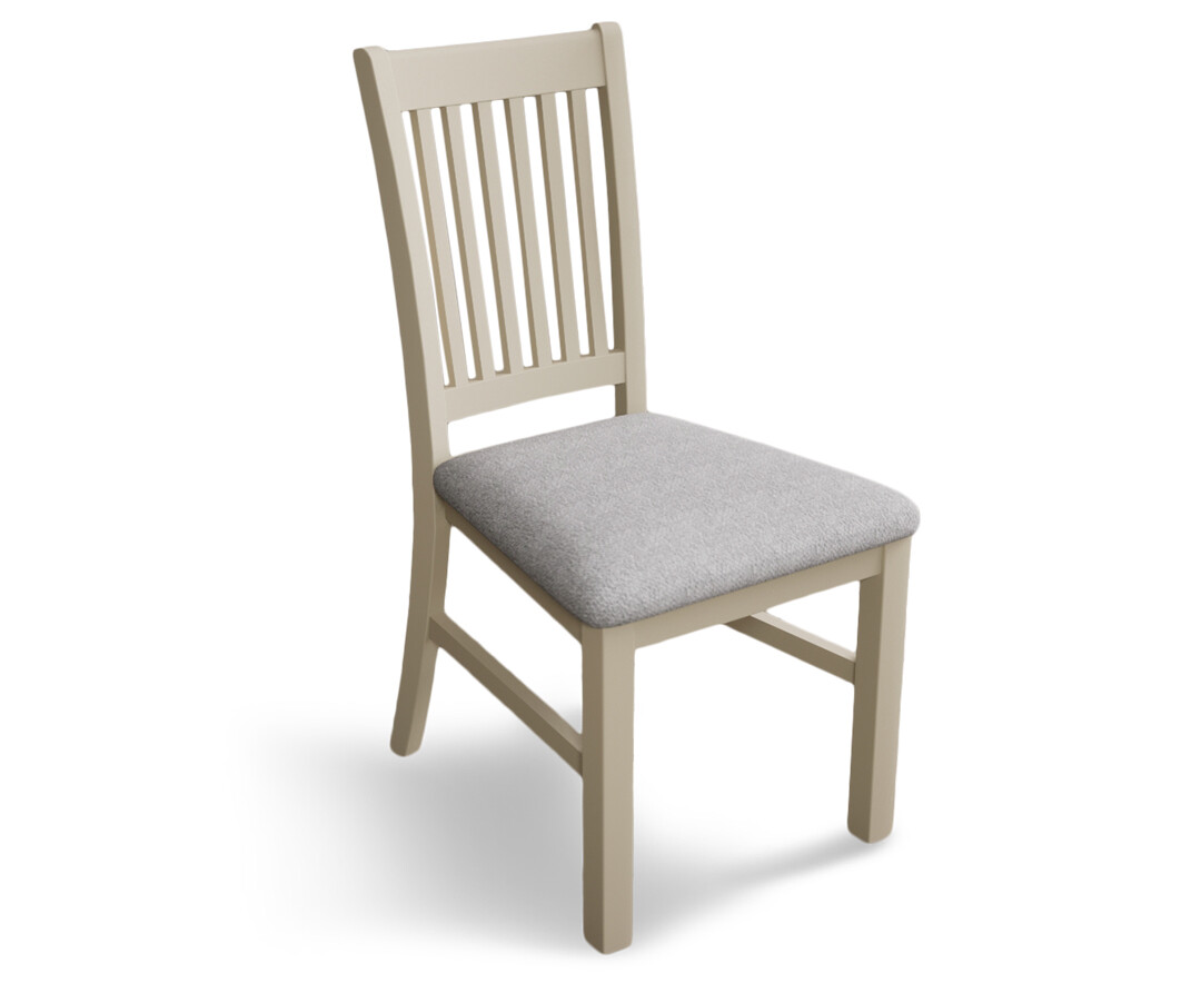 Photo 3 of Warwick cream dining chairs with light grey fabric seat pad