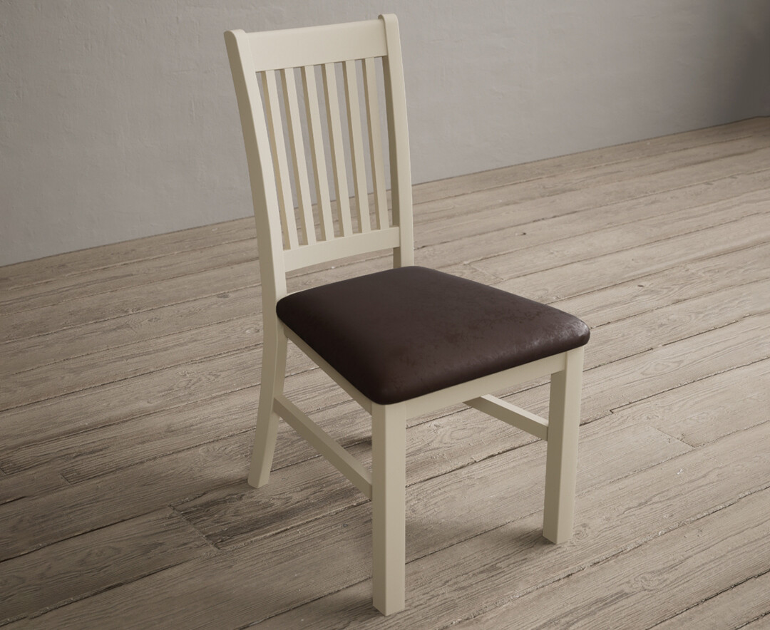 Photo 1 of Warwick cream dining chairs with brown suede seat pad