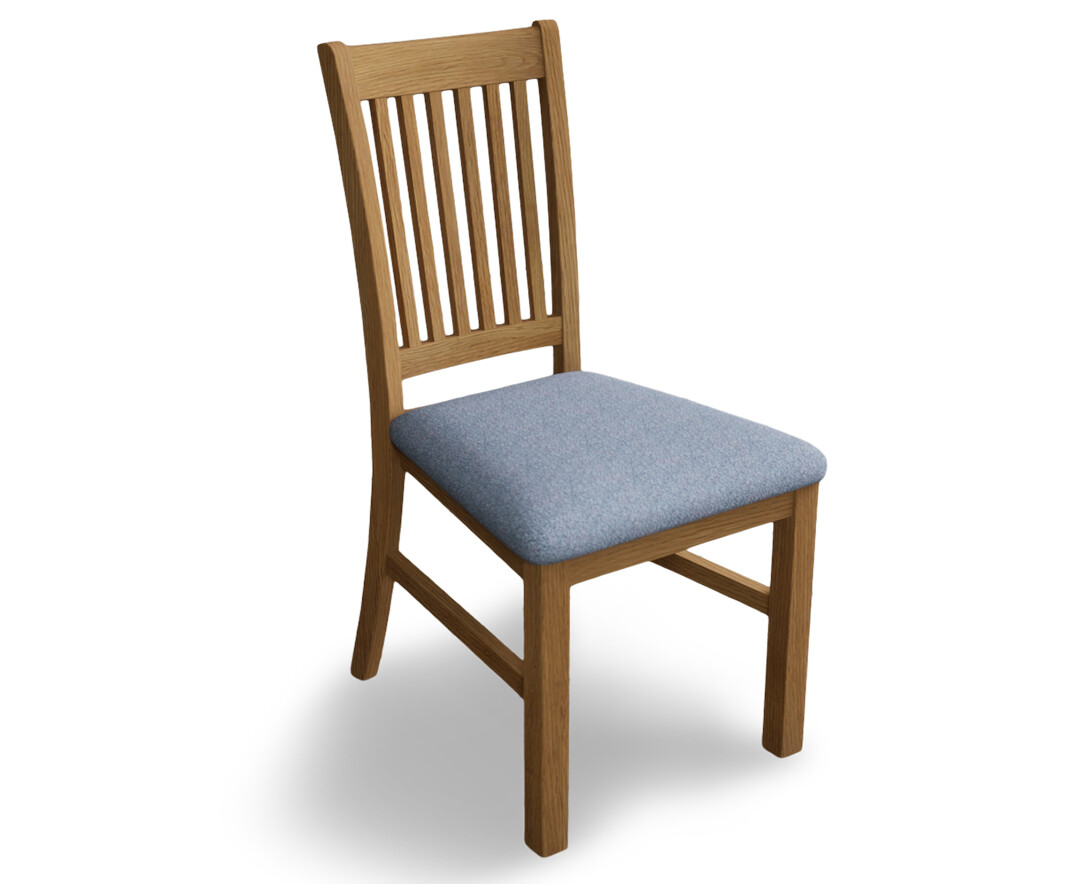 Photo 4 of Warwick solid oak dining chair with blue fabric seat pad