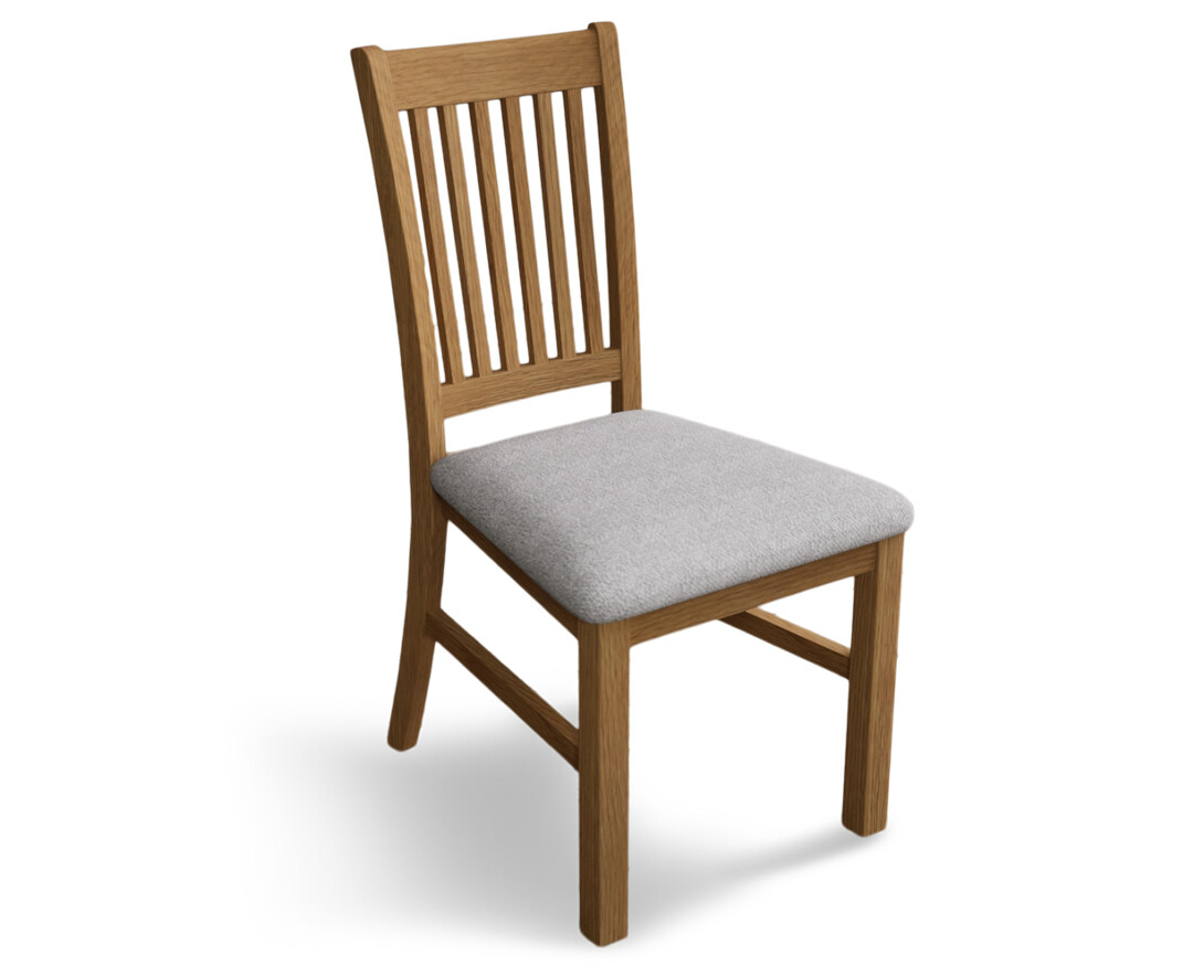 Photo 3 of Warwick solid oak dining chair with light grey fabric seat pad