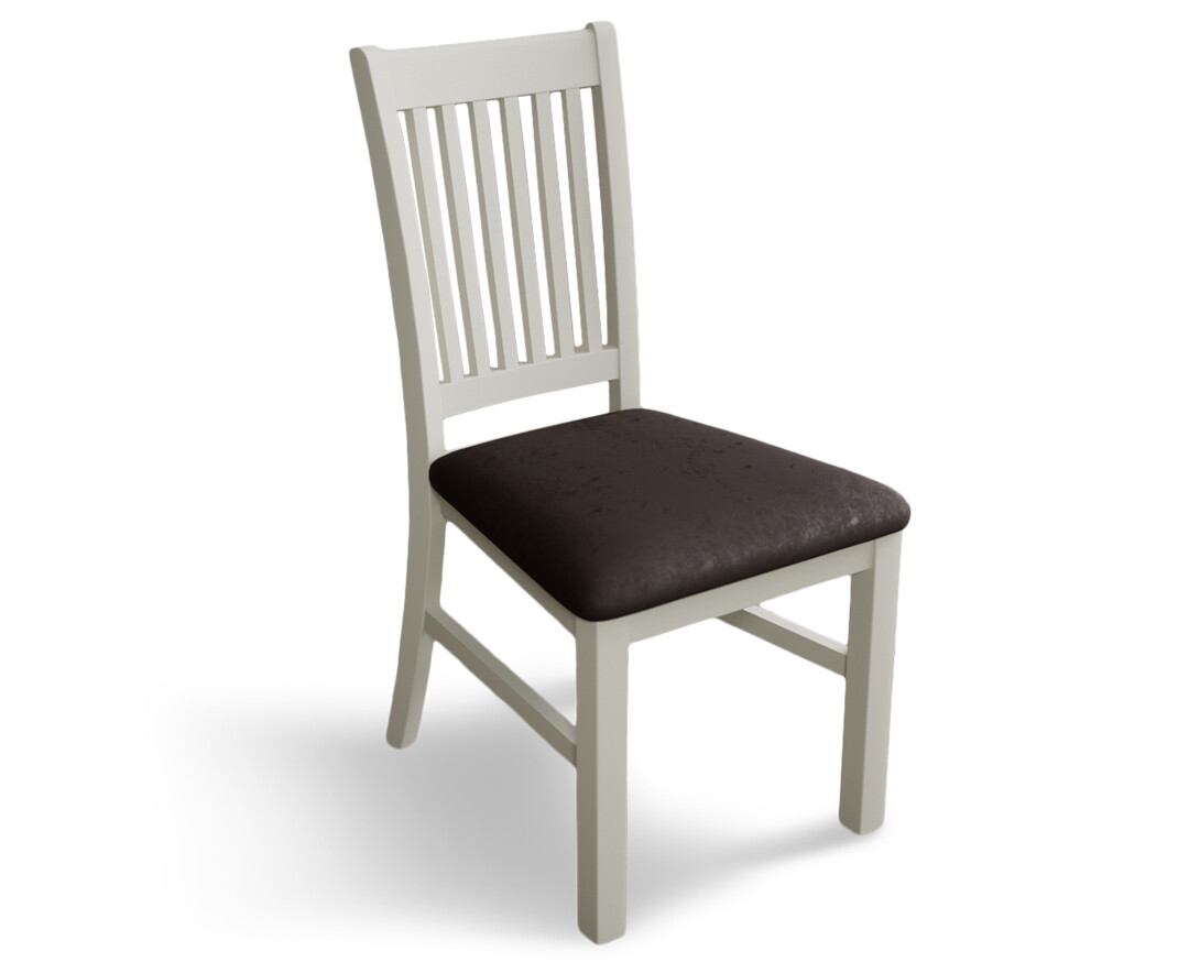 Photo 3 of Warwick signal white dining chairs with brown seat pad