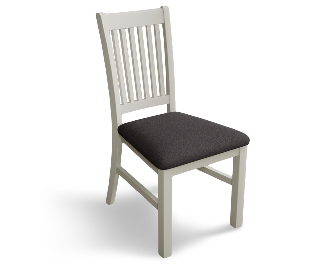 Photo 3 of Warwick signal white dining chairs with charcoal grey fabric seat pad