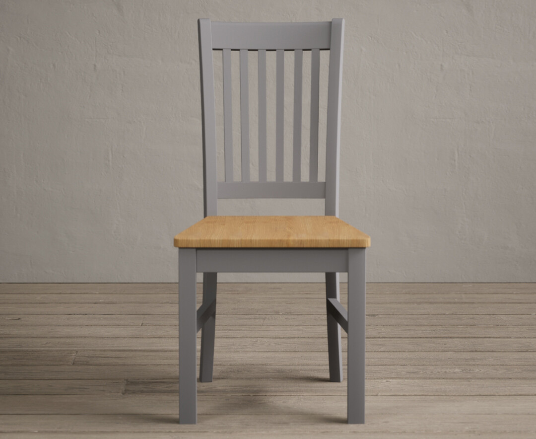 Warwick Light Grey Dining Chairs With Oak Seat Pad