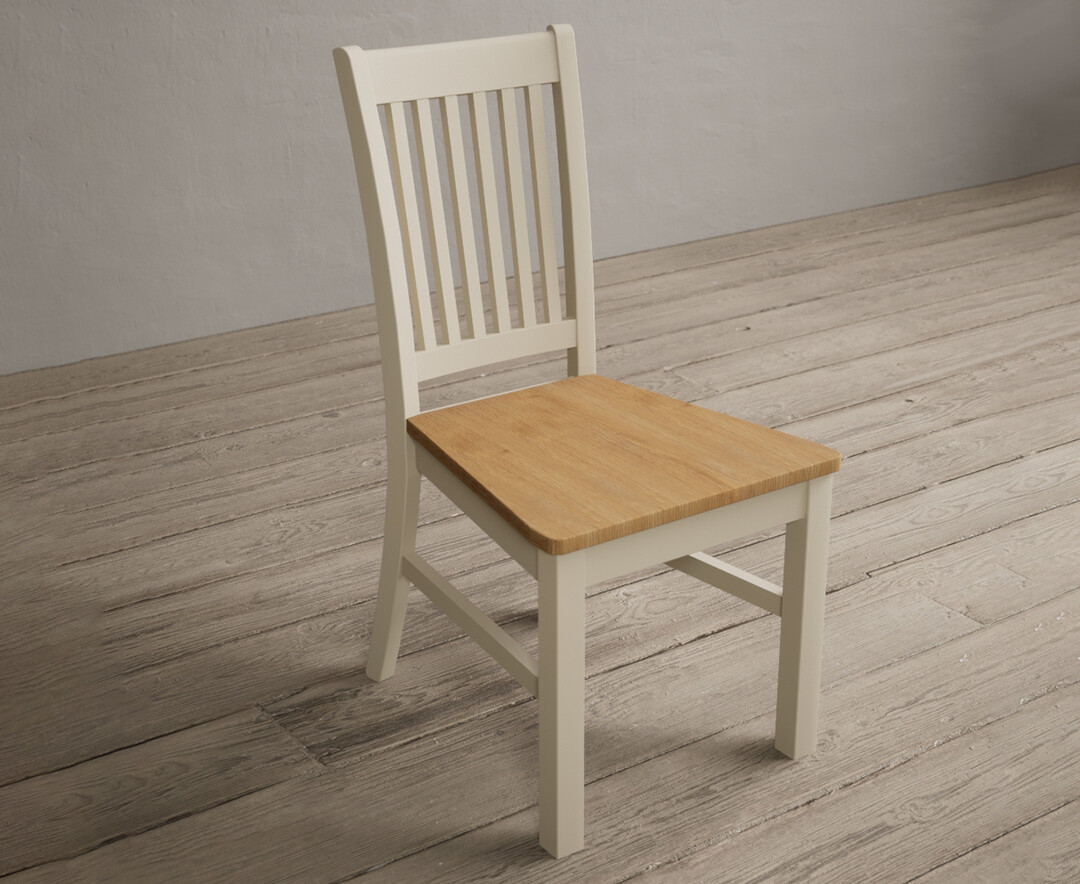 Photo 1 of Warwick cream dining chairs with oak seat pad