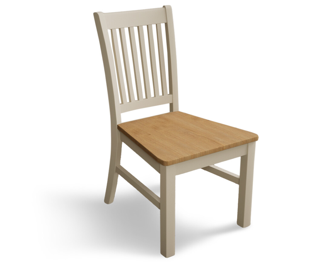 Photo 3 of Warwick cream dining chairs with oak seat pad