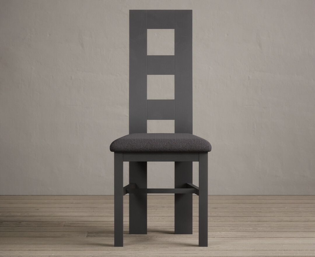 Product photograph of Painted Charcoal Grey Flow Back Dining Chairs With Charcoal Grey Fabric Seat Pad from Oak Furniture Superstore