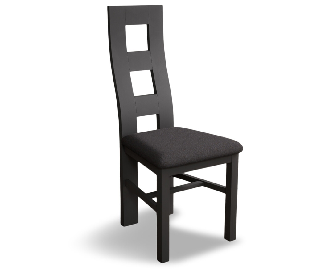 Photo 3 of Painted charcoal grey flow back dining chairs with charcoal grey fabric seat pad