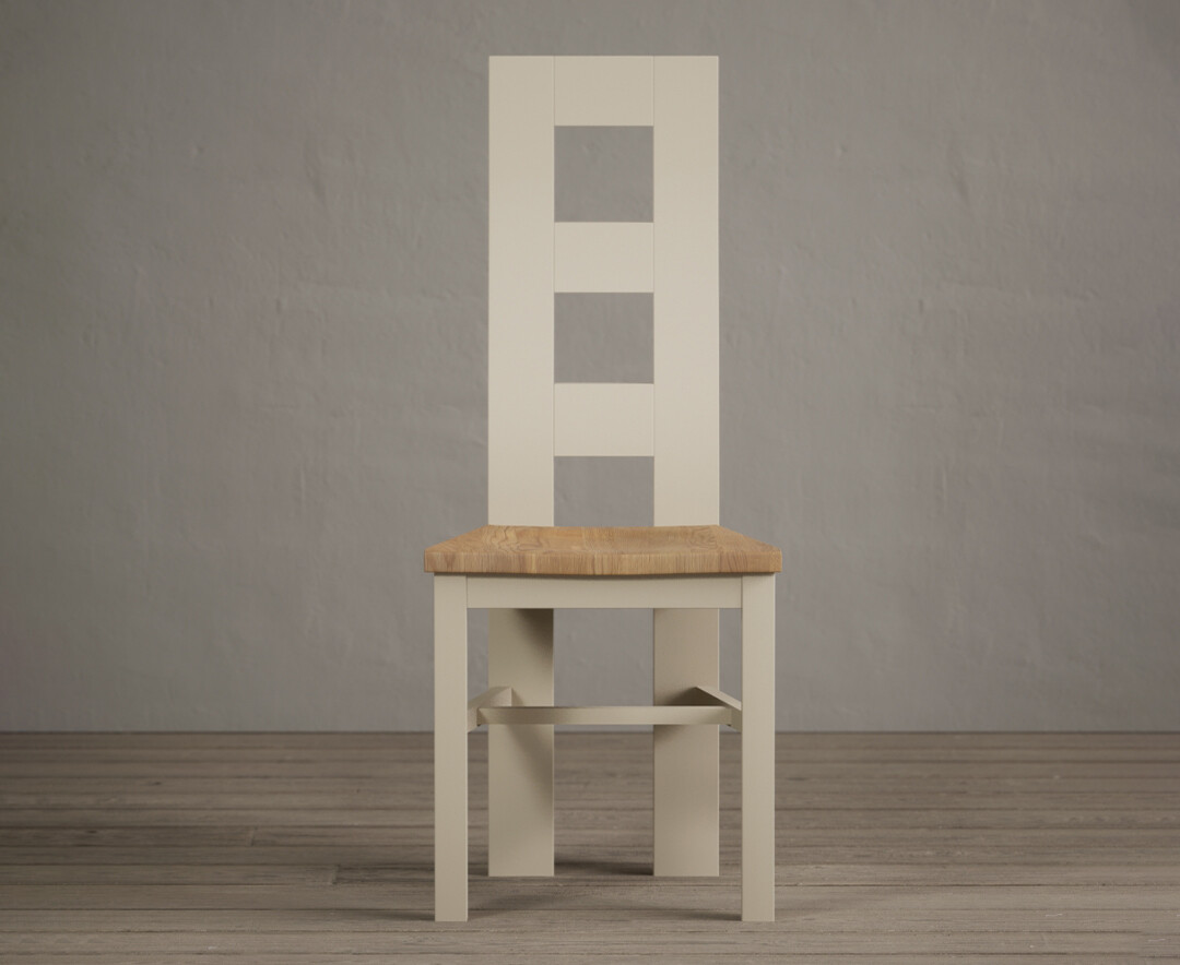 Product photograph of Painted Cream Flow Back Dining Chairs With Oak Seat Pad from Oak Furniture Superstore