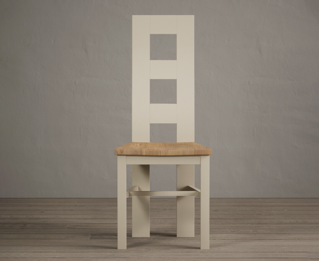Painted Cream Flow Back Dining Chairs With Oak Seat Pad