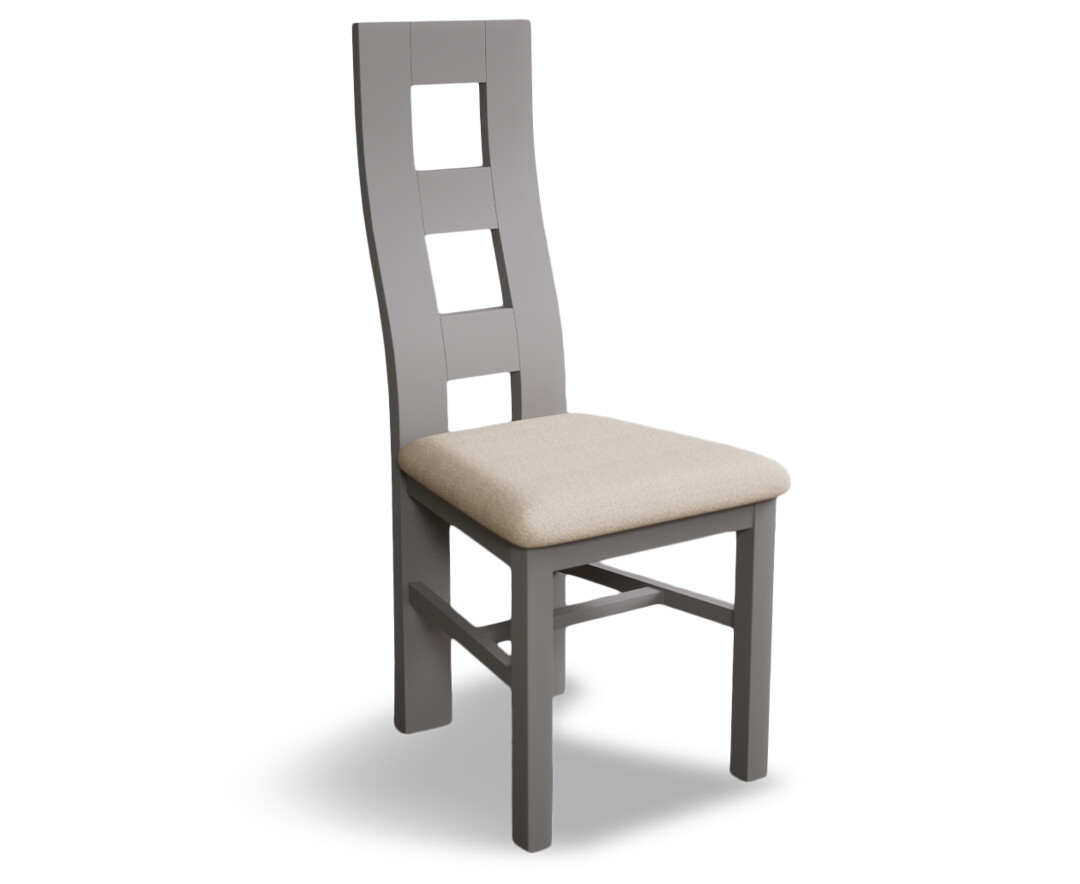 Photo 3 of Painted light grey flow back dining chairs with linen fabric seat pad