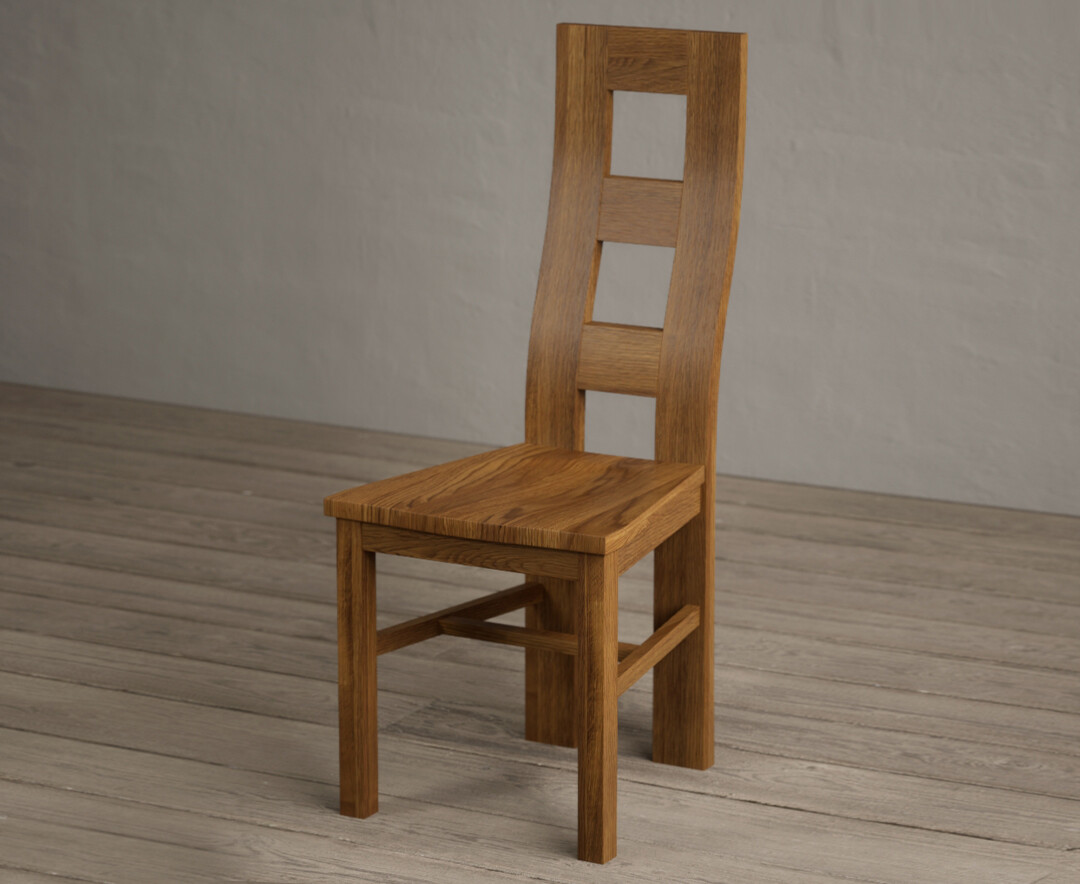 Photo 1 of Rustic solid oak flow back dining chairs with rustic oak seat pad