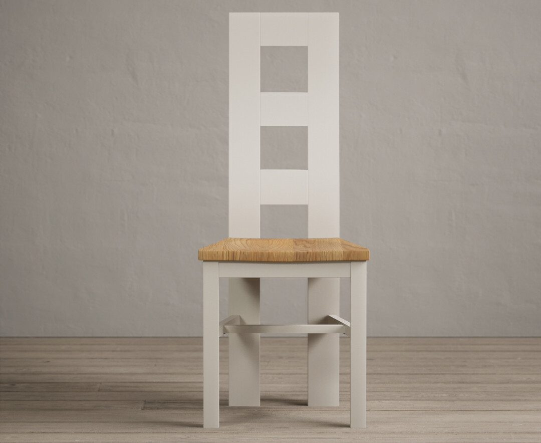 Product photograph of Painted Soft White Flow Back Dining Chairs With Oak Seat Pad from Oak Furniture Superstore