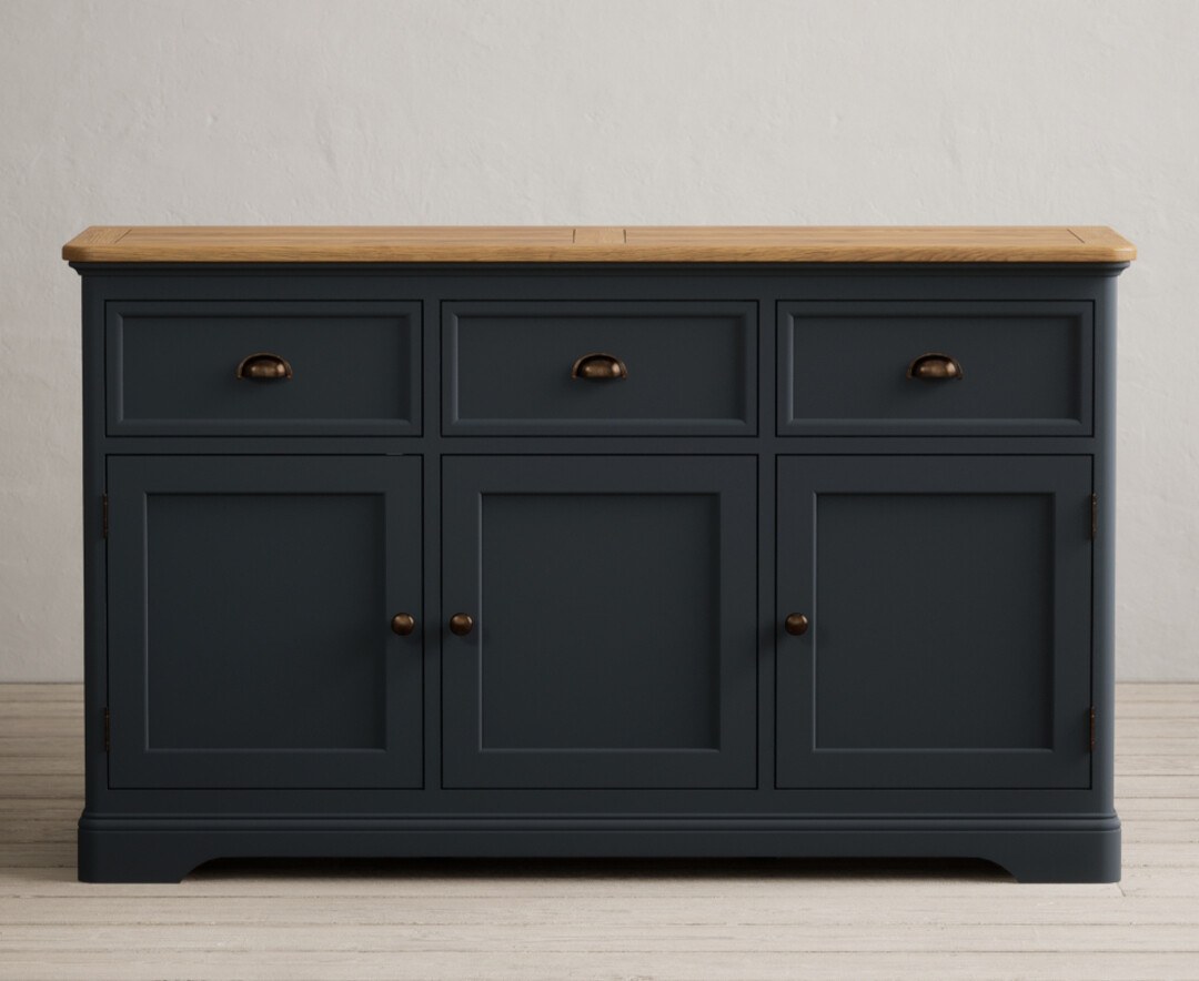 Product photograph of Bridstow Oak And Blue Painted Large Sideboard from Oak Furniture Superstore