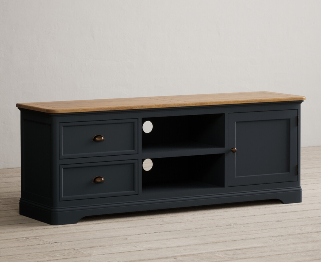 Photo 1 of Bridstow oak and blue painted super wide tv cabinet