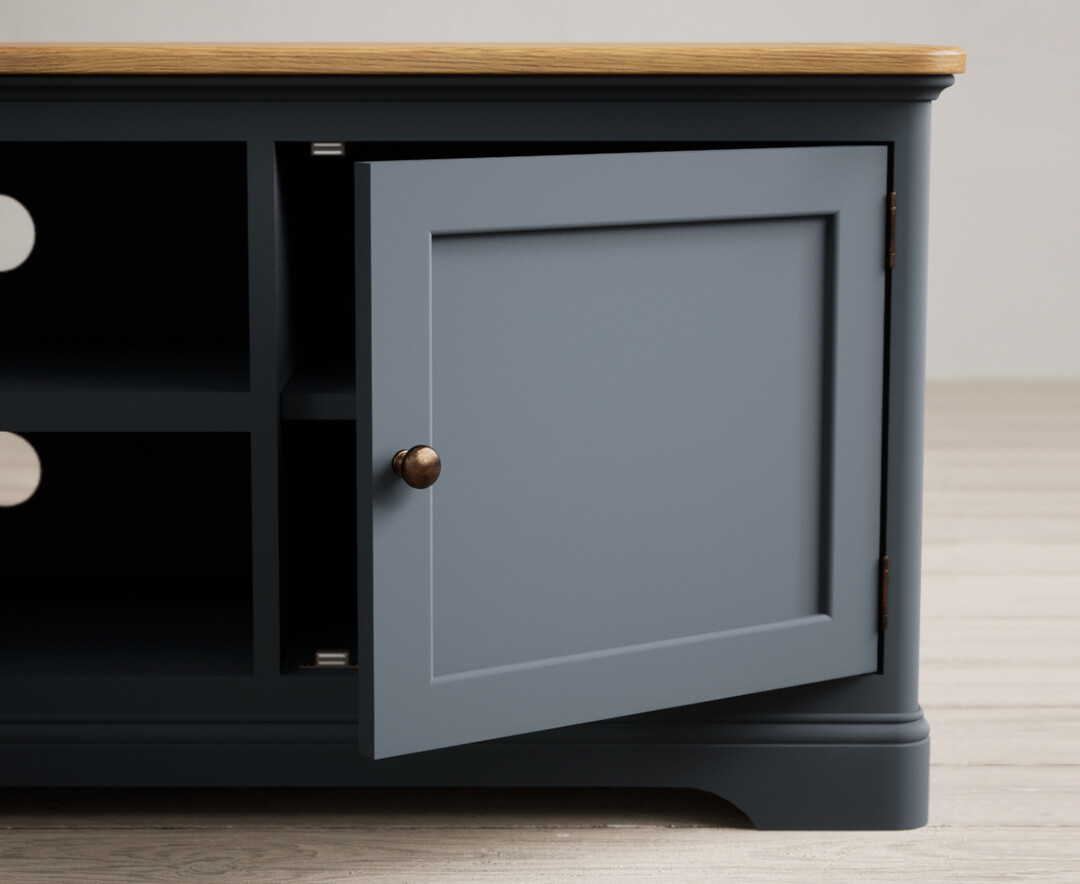 Photo 3 of Bridstow oak and blue painted super wide tv cabinet