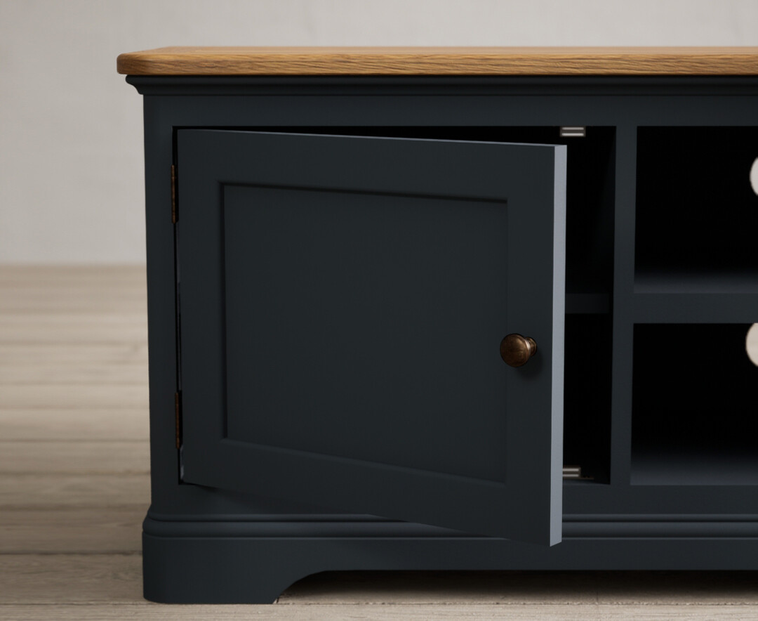 Photo 2 of Bridstow oak and blue painted small tv cabinet