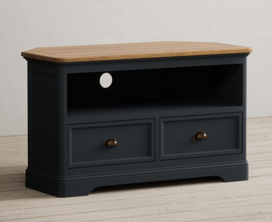 Photo 1 of Bridstow oak and blue painted corner tv cabinet