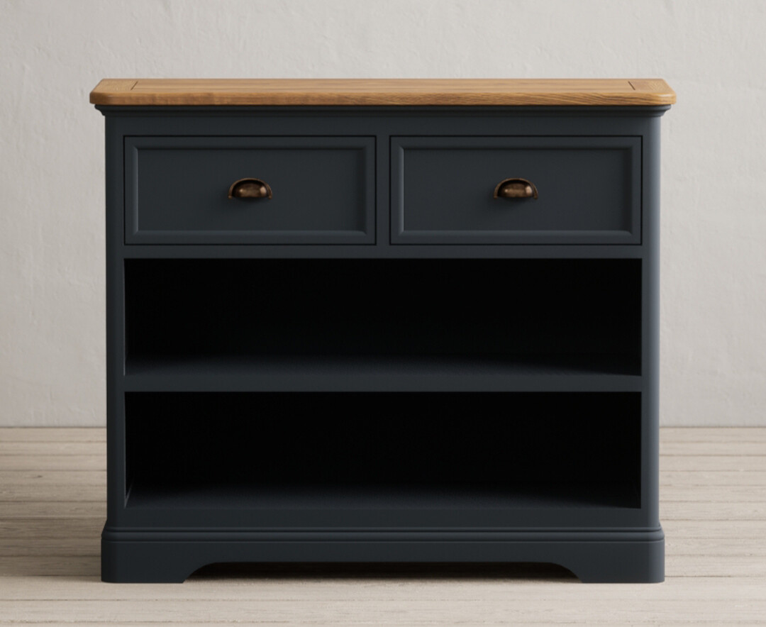 Product photograph of Bridstow Oak And Blue Painted Storage Console Table from Oak Furniture Superstore
