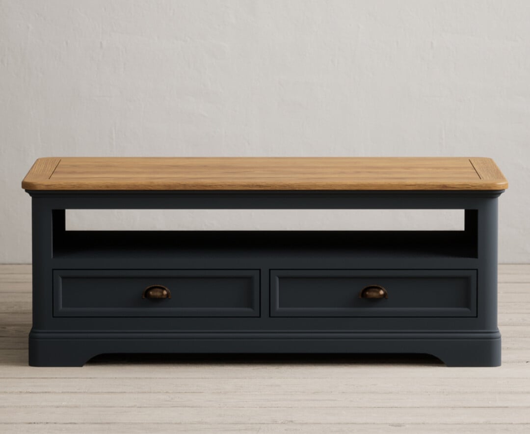 Bridstow Oak And Blue Painted 4 Drawer Coffee Table