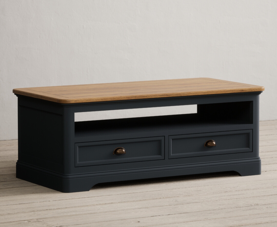 Photo 1 of Bridstow oak and blue painted 4 drawer coffee table