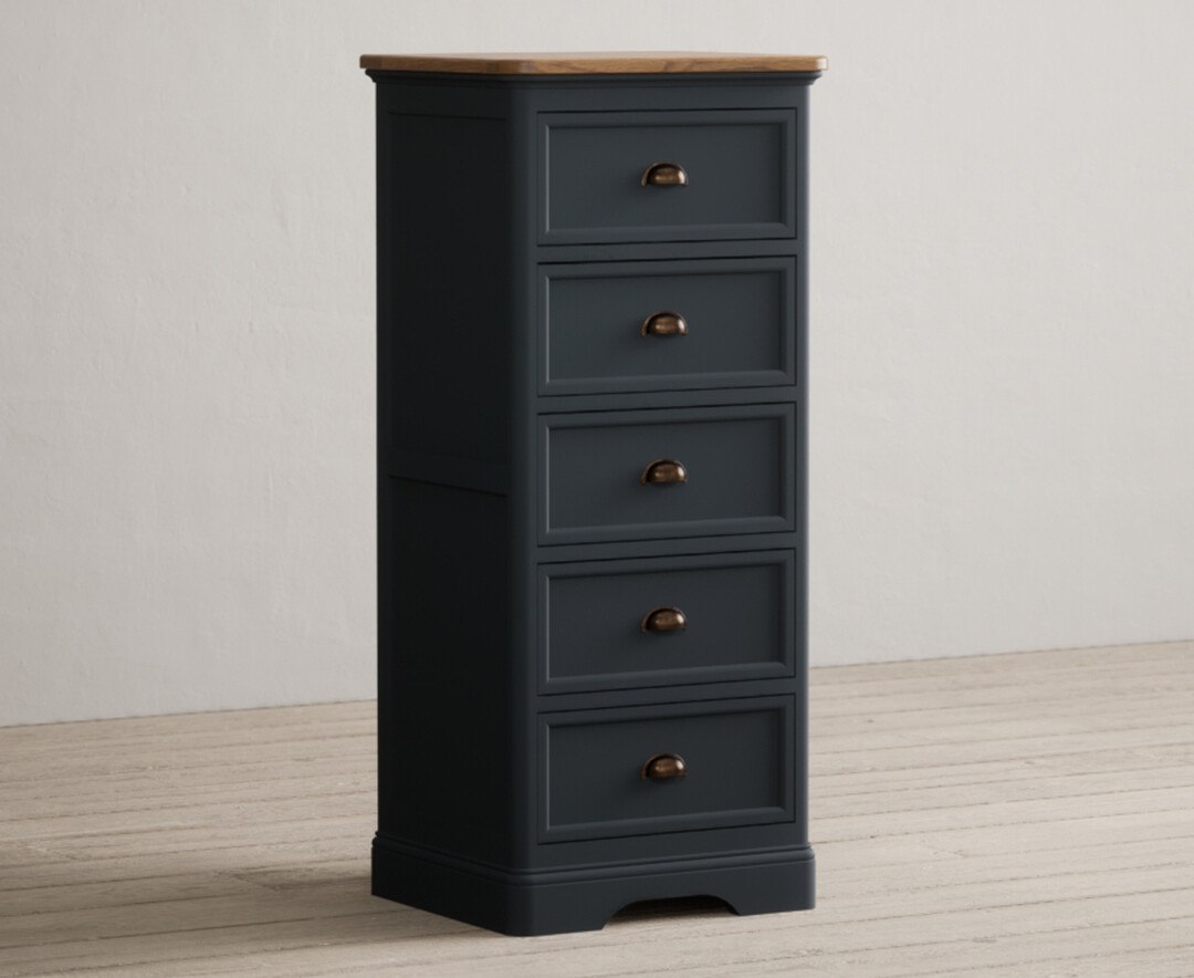 Photo 1 of Bridstow oak and blue painted 5 drawer tallboy