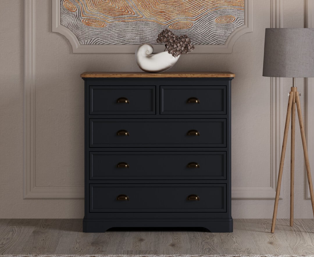 Bridstow Oak and Blue Painted 2 Over 3 Chest of Drawers