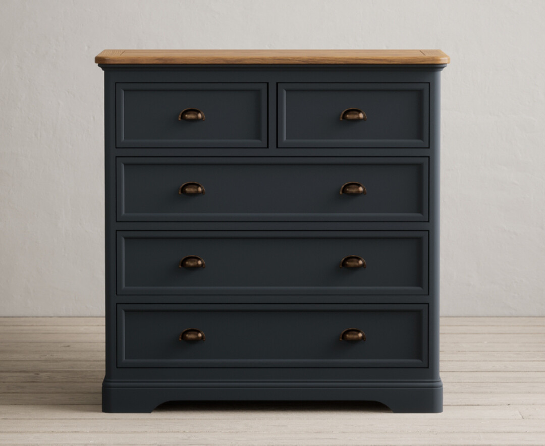 Product photograph of Bridstow Oak And Blue Painted 2 Over 3 Chest Of Drawers from Oak Furniture Superstore