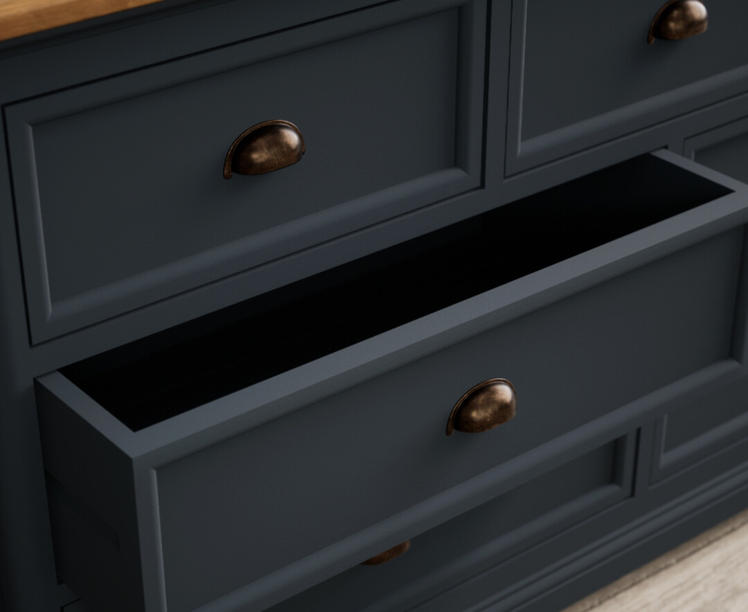 Photo 2 of Bridstow oak and blue painted wide chest of drawers