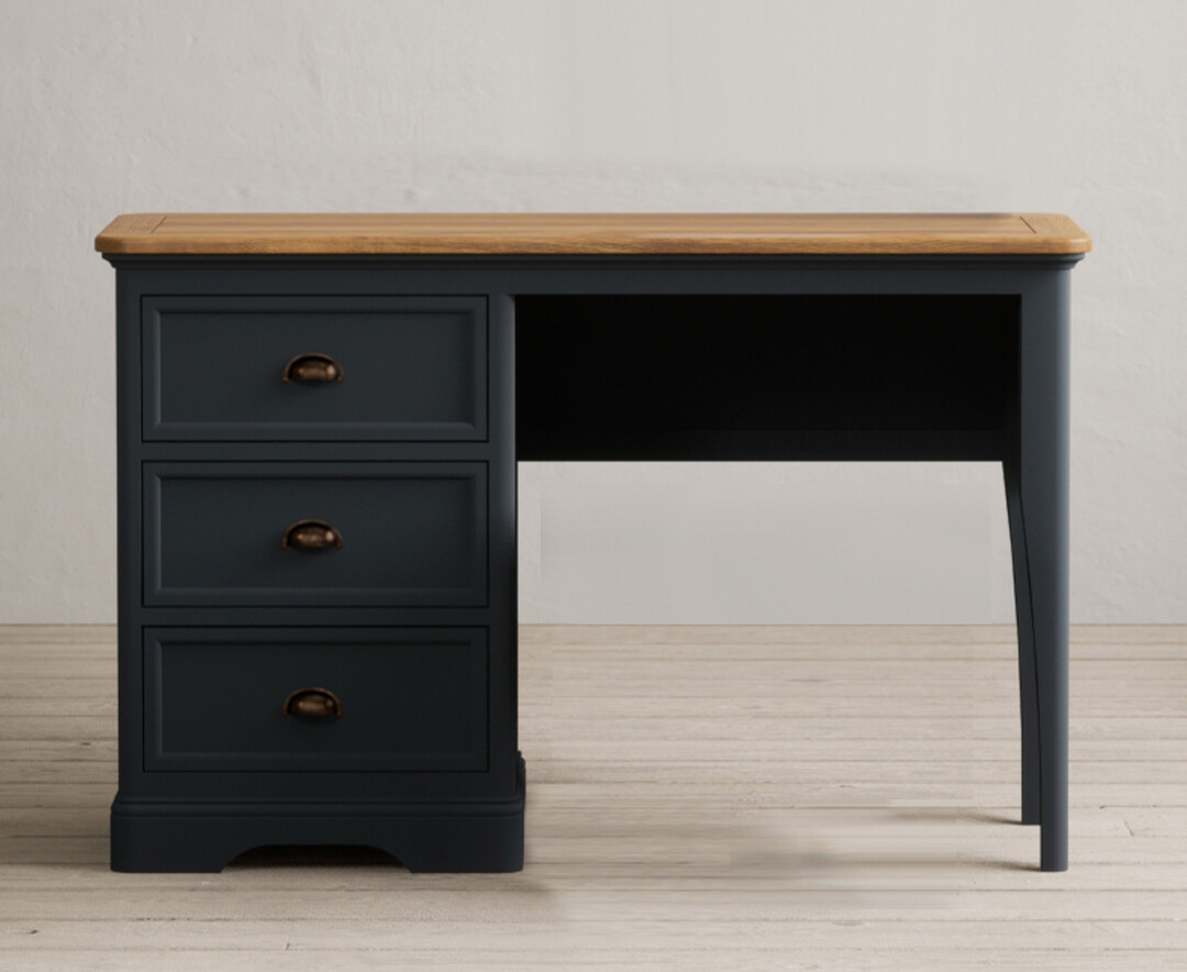Product photograph of Bridstow Oak And Blue Painted Dressing Table from Oak Furniture Superstore