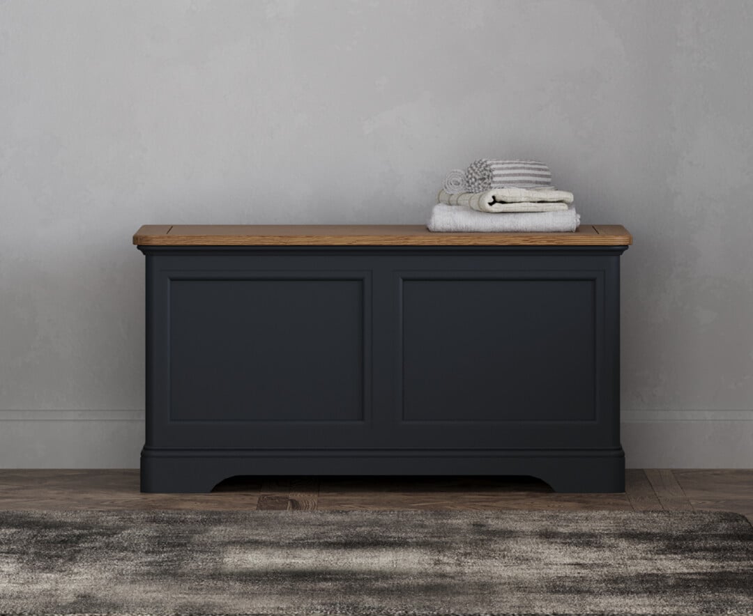 Bridstow Oak and Blue Painted Blanket Box