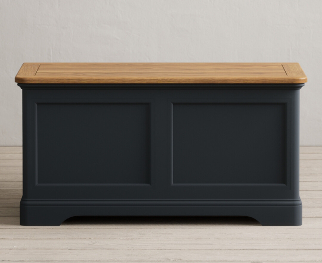 Product photograph of Bridstow Oak And Blue Painted Blanket Box from Oak Furniture Superstore
