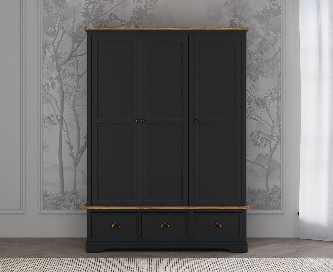 Bridstow Oak and Blue Painted Triple Wardrobe