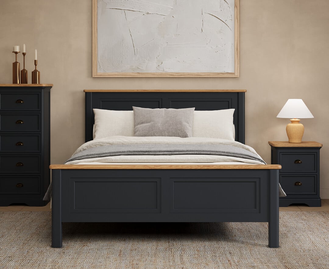 Bridstow Oak and Blue Painted Kingsize Bed