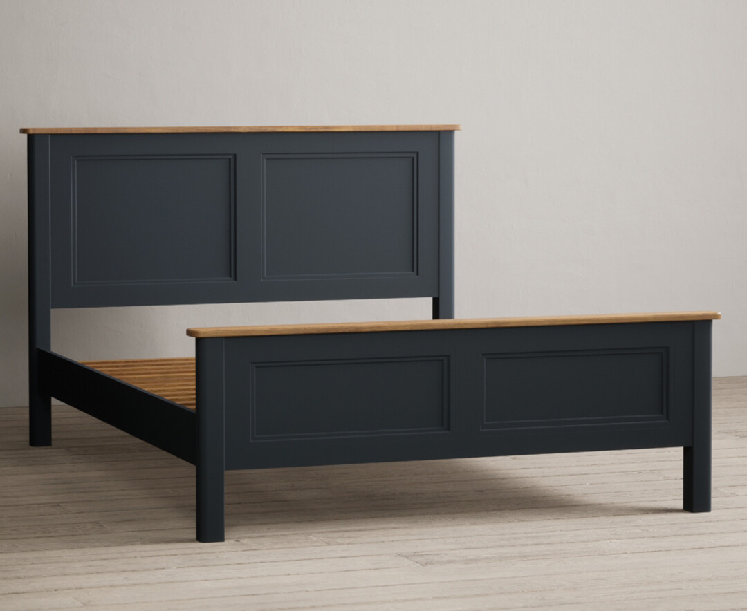 Product photograph of Bridstow Oak And Blue Painted Double Bed from Oak Furniture Superstore