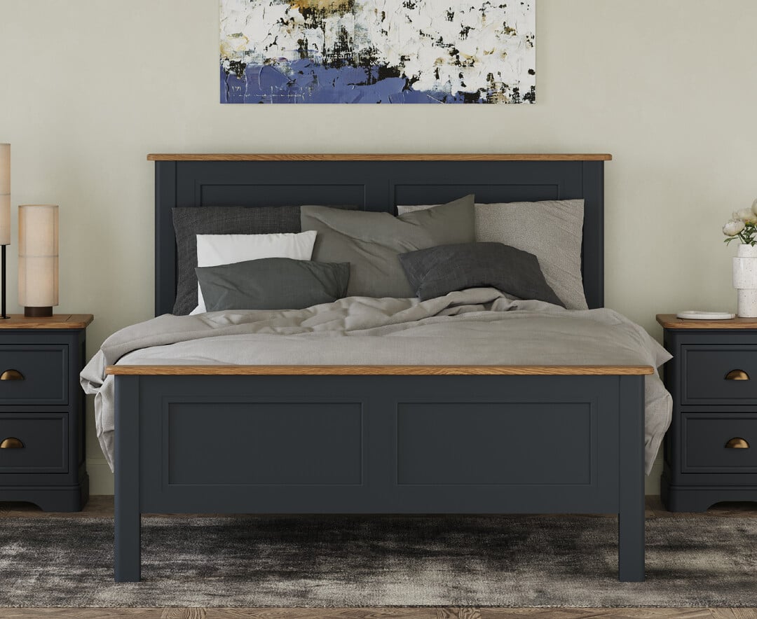 Bridstow Oak and Blue Painted Double Bed