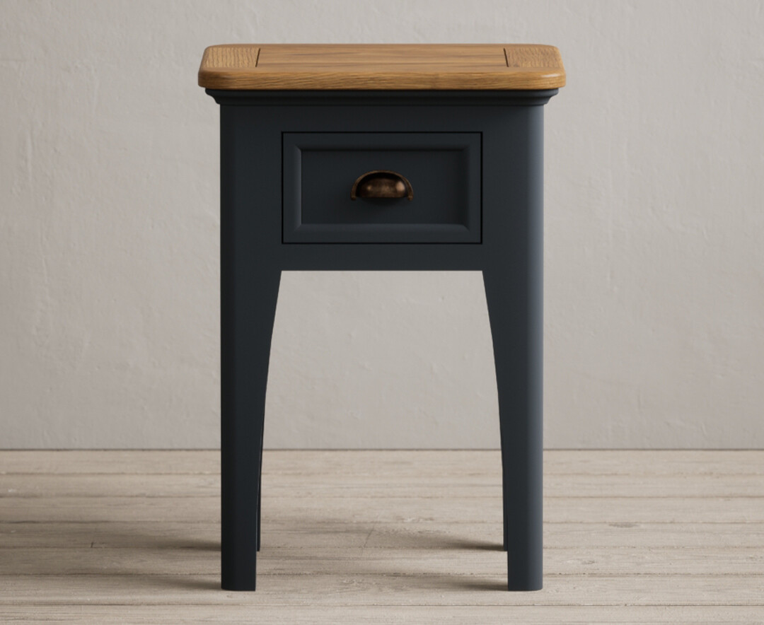 Product photograph of Bridstow Oak And Blue Painted 1 Drawer Bedside from Oak Furniture Superstore