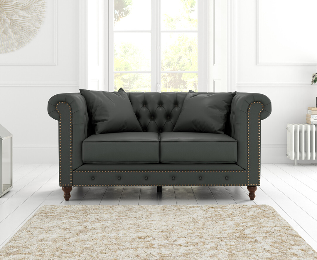Product photograph of Westminster Chesterfield Grey Leather 2 Seater Sofa from Oak Furniture Superstore