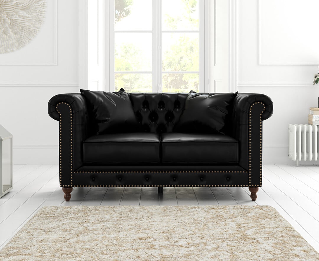Product photograph of Westminster Chesterfield Black Leather 2 Seater Sofa from Oak Furniture Superstore