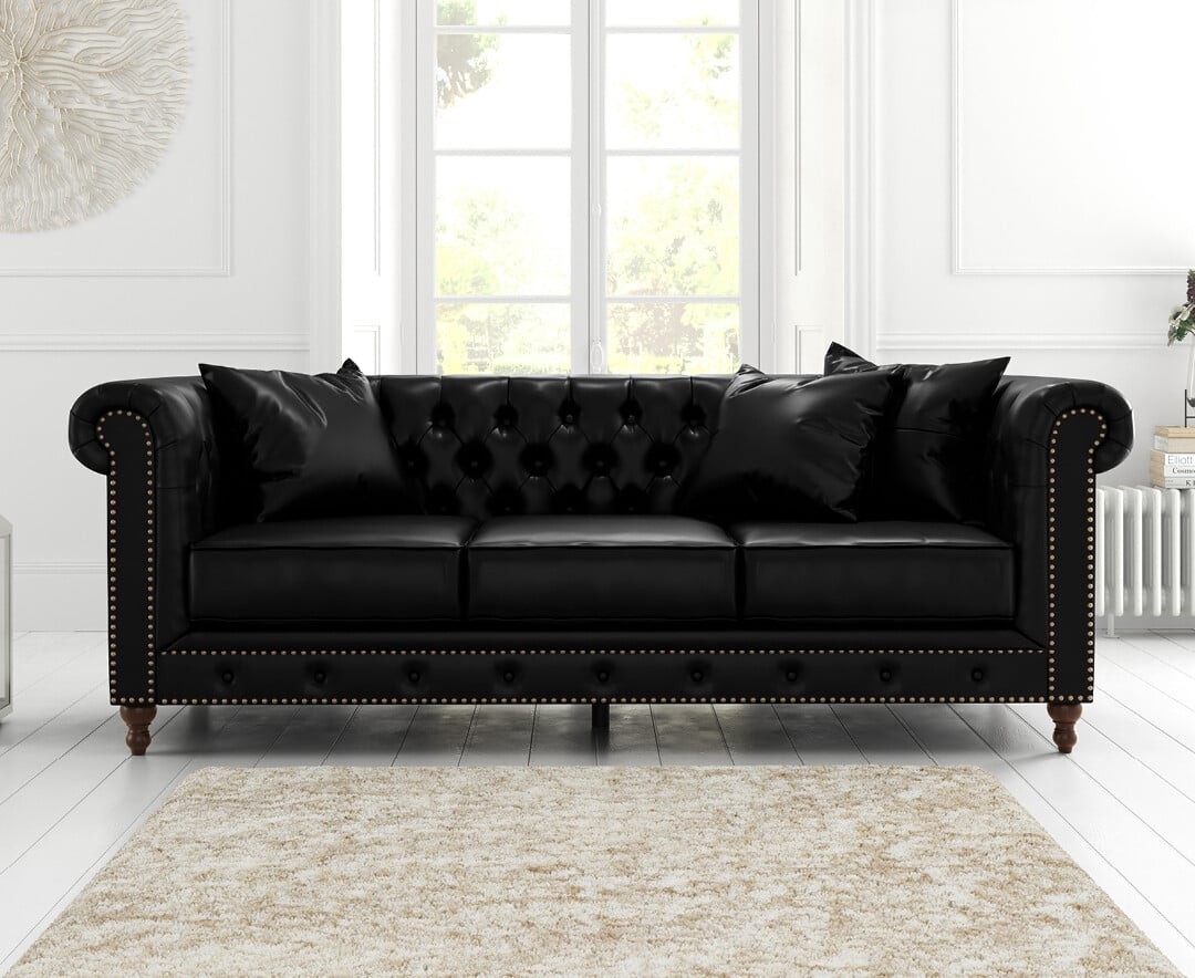 Product photograph of Westminster Chesterfield Black Leather 3 Seater Sofa from Oak Furniture Superstore