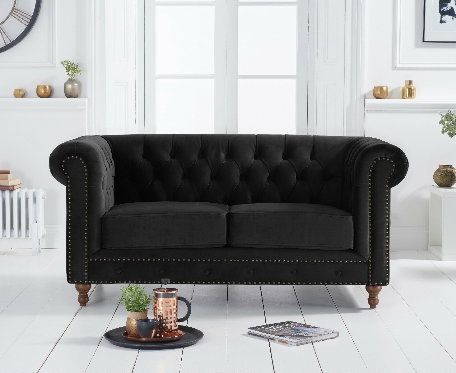 Photo 1 of Westminster chesterfield black velvet 2 seater sofa