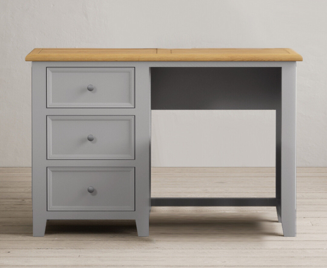Product photograph of Weymouth Oak And Light Grey Painted Dressing Table from Oak Furniture Superstore