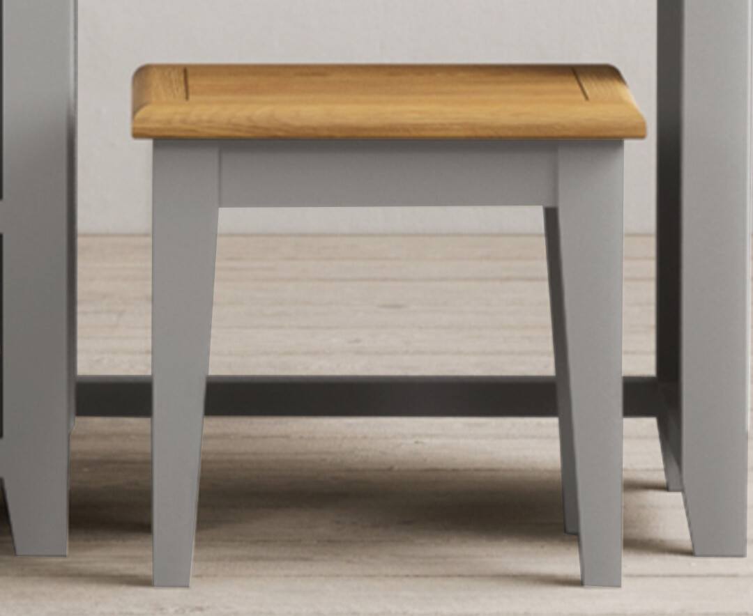 Product photograph of Weymouth Oak And Light Grey Painted Dressing Stool from Oak Furniture Superstore