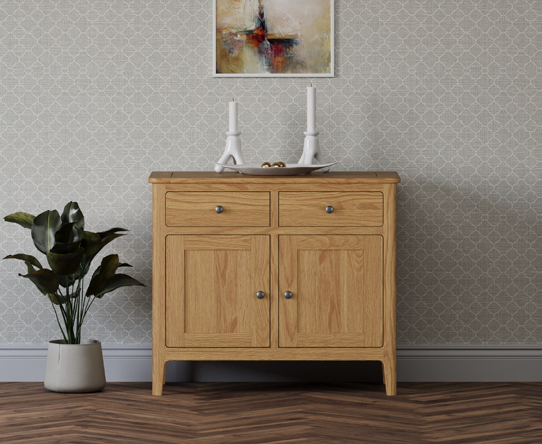 Product photograph of Loxton Solid Oak Small Sideboard from Oak Furniture Superstore