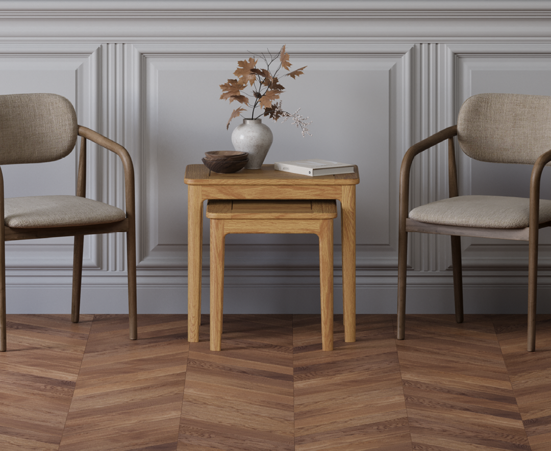 Product photograph of Loxton Solid Oak Nest Of Tables from Oak Furniture Superstore